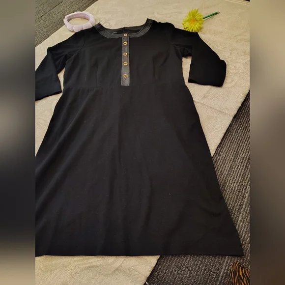 Talbots Black Midi Dress with Button Detail - Picture 4 of 6